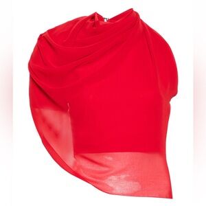 JACQUEMUS
Pablo one-sleeve cutout draped crepe top